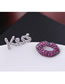 Fashion Silver + Rose Red Letter Lips Asymmetric Earrings