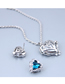 Fashion Blue Metal Angel Love Gemstone Necklace Earring Set