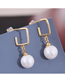Fashion Gold  Silver Needle Square Pearl Stud Earrings