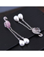 Fashion Silver  Silver Studded Zirconium Swan Pearl Stud Earrings
