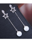 Fashion Silver  Silver Needle Zirconium Pentagonal Pearl Stud Earrings
