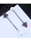 Fashion Silver  Silver Needle Zirconium Watermelon Pearl Asymmetric Stud Earrings