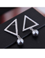 Fashion Silver Zirconium Triangle Pearl Stud Earrings