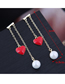 Fashion Gold Red Heart Pearl Earrings