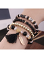 Fashion Black Acrylic Beaded Fringe Leaf Multilayer Bracelet