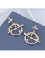 Fashion Silver  Silver Needle Copper Micro-inlaid Zircon Saturn Earrings