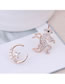Fashion Gold  Silver Needle Copper Micro-inlaid Zircon Star Month Horse Asymmetrical Earrings
