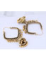 Fashion Gold Square Bell Drop Ear Studs