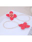 Fashion Red Metal Flower Drop Earrings