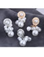 Fashion Silver Metal Pearl Drop Earrings