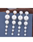 Fashion Silver Metal Size Pearl Stud Earrings