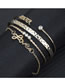 Fashion Gold Fine Twisted Horizontal Three-diamond Multi-layer Bracelet Four-piece