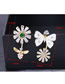 Fashion Gold  Silver Needle Copper Micro-inlaid Zircon Flower Butterfly Dance Asymmetric Earrings