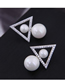 Fashion Silver  Silver Needle Copper Micro-inlaid Zircon Triangle Pearl Stud Earrings