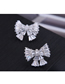 Fashion Silver  Silver Needle Copper Micro Inlaid Zircon Big Bow Earrings