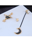 Fashion Gold  Silver Needle Copper Micro-inlaid Zircon Saturn Meniscus Asymmetrical Earrings