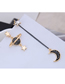 Fashion Gold  Silver Needle Copper Micro-inlaid Zircon Saturn Meniscus Asymmetrical Earrings