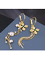 Fashion Gold  Silver Needle Copper Cross Tassel Asymmetric Earrings Earrings