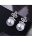 Fashion Silver  Silver Needle Copper Micro Inlaid Zircon Pearl Earrings