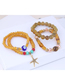 Fashion Yellow Metal Starfish Eyebrow Multilayer Bracelet