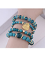 Fashion Blue Metal Heart Multi-layer Bracelet