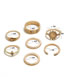 Fashion Golden Sunflower Geometric Figure Ring Set With Diamonds