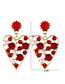 Fashion Red Diamond Peach Heart Stud Earrings