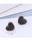 Fashion Black Love Heart Stud Earrings