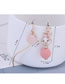 Fashion Pink Rose Asymmetric Earrings With Rabbit Oil Beads
