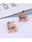 Fashion Rose Gold Long Life Lock Blessing Round Beads Stud Earrings