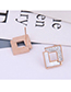 Fashion White Solid Geometric Square Diamond Stud Earrings