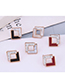 Fashion White Solid Geometric Square Diamond Stud Earrings