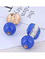 Fashion Blue Contrast Pearl And Diamond Geometric Stud Earrings