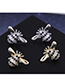 Fashion Golden Bee Stud Earrings With Diamonds