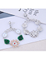 Fashion Alloy + Drill Flower And Leaf Chain Stud Earrings