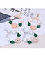 Fashion Alloy + Drill Flower And Leaf Chain Stud Earrings