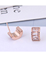 Fashion Titanium Steel + Drill Rose Gold Titanium Steel Zircon C-shaped Stud Earrings