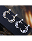 Fashion  Silver Needle + Copper + Zircon Star Moon Pearl Stud Earrings With Diamonds