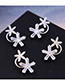 Fashion  Silver Needle + Copper + Zircon Flower Stud Earrings With Diamonds