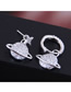 Fashion Silver Copper Asymmetric Zircon Saturn Stud Earrings