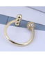 Fashion Golden Metal Open Ring With Diamonds