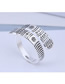 Fashion Silver Flower Embossed Geometric Split Ring