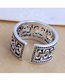Fashion Silver Wide-edge Openwork Embossed Alloy Split Ring