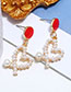 Fashion Yellow Irregular Heart Pierced Earrings With Pearl Drop Oil