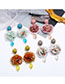 Fashion Yellow Rose Flower Stud Earrings With Crystal Alloy