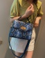 Fashion Blue Snake Contrast Color Messenger Bag
