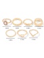 Fashion Gold Letter Baby Love Diamond Ring Set Of 7