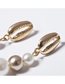 Fashion Golden Pearl Drop Shape Heart Shaped Pearl Shell Geometric Earrings