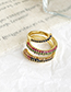 Fashion Gold Copper Inlaid Zircon Geometric Ring