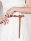 Fashion Light Pink Double Fabric Small Round Buckle Knotted Thin Belt